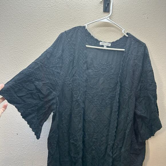 Woven Heart Kimono Duster Cover Up One Size Floral Embroidered Boho Whimsigoth - Picture 2 of 7